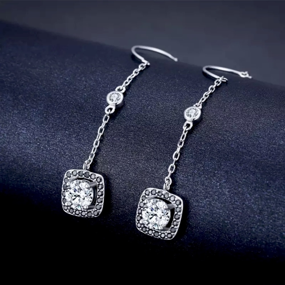 Sterling Silver Unique Long Drop Chain Earrings